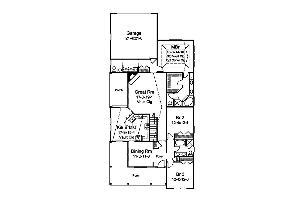 Floor Plan First Story of Country Plan #138-1355
