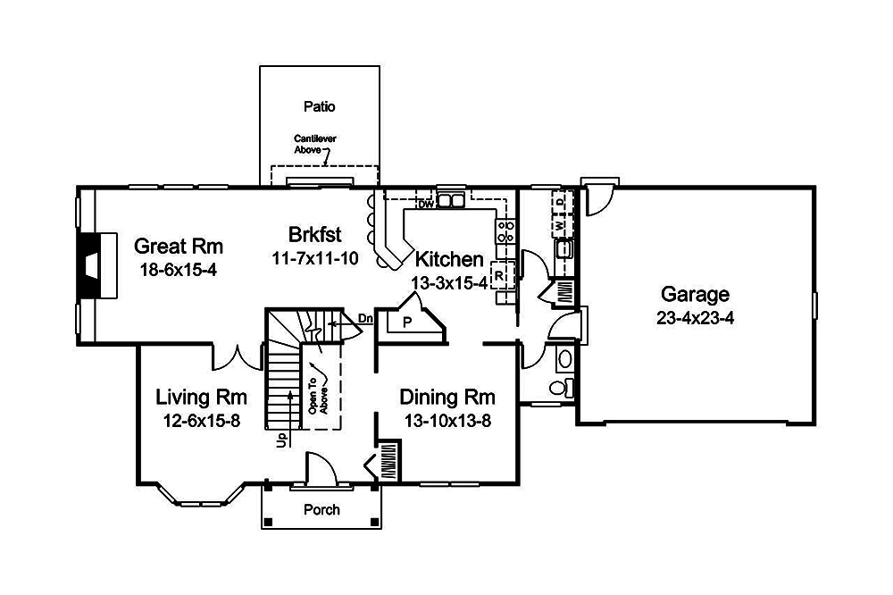 Floor Plan First Story of Country Plan #138-1356