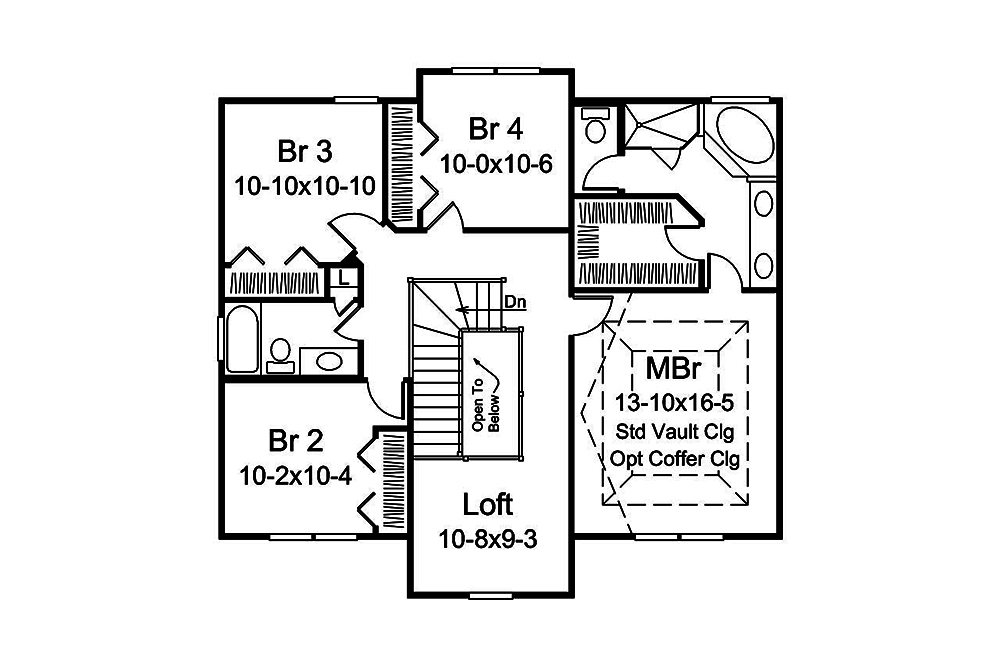 Floor Plan Second Story of Country Plan #138-1356