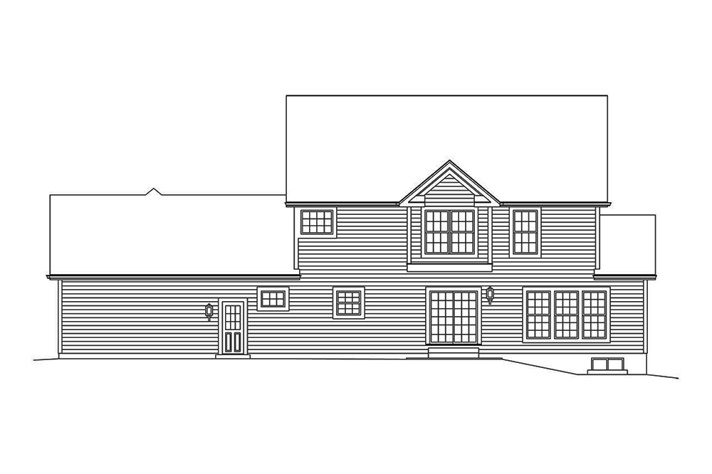 Home Plan Rear Elevation of this 4-Bedroom,2609 Sq Ft Plan -138-1356