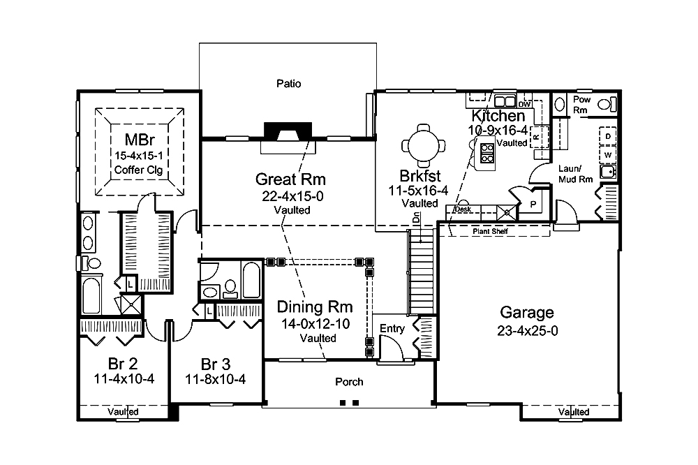 Floor Plan First Story of Country Plan #138-1357