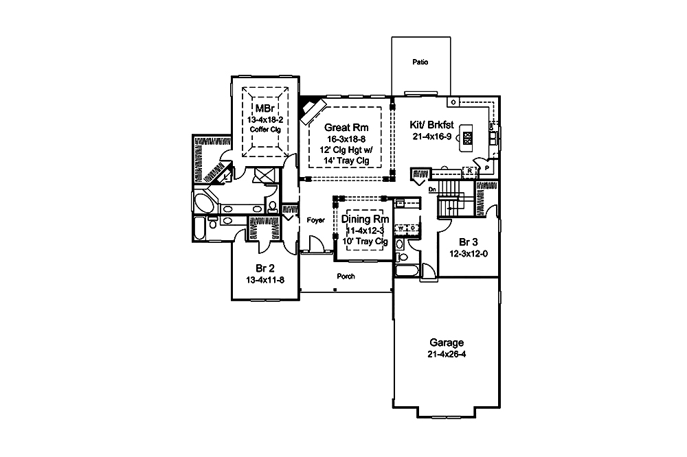 Floor Plan First Story of Country Plan #138-1358