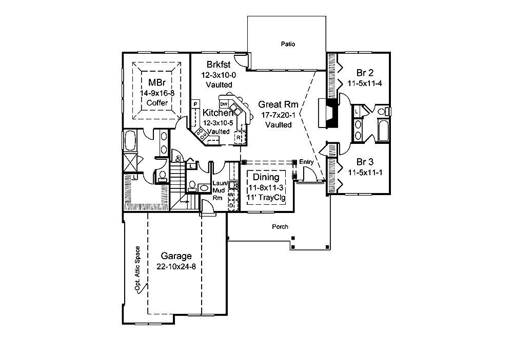 Floor Plan First Story of Country Plan #138-1360