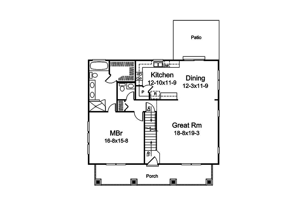 Floor Plan First Story of Country Plan #138-1364
