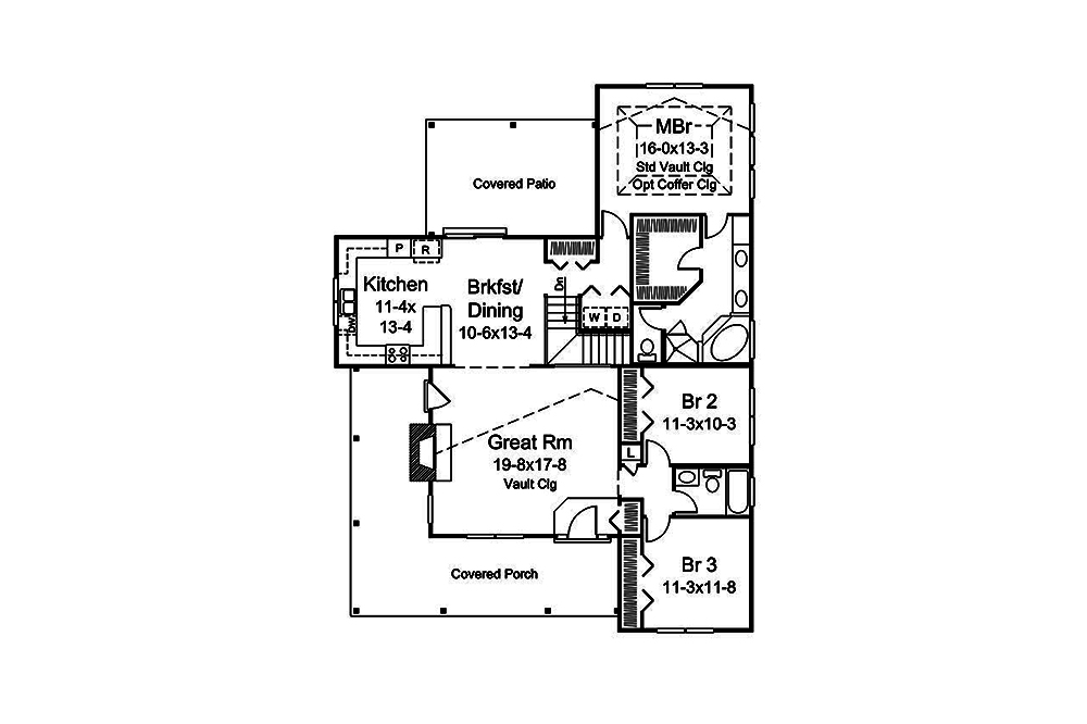 Floor Plan First Story of Country Plan #138-1365