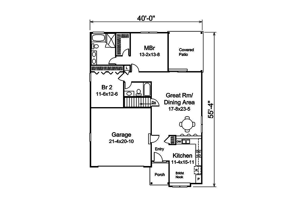 Floor Plan First Story of Country Plan #138-1366