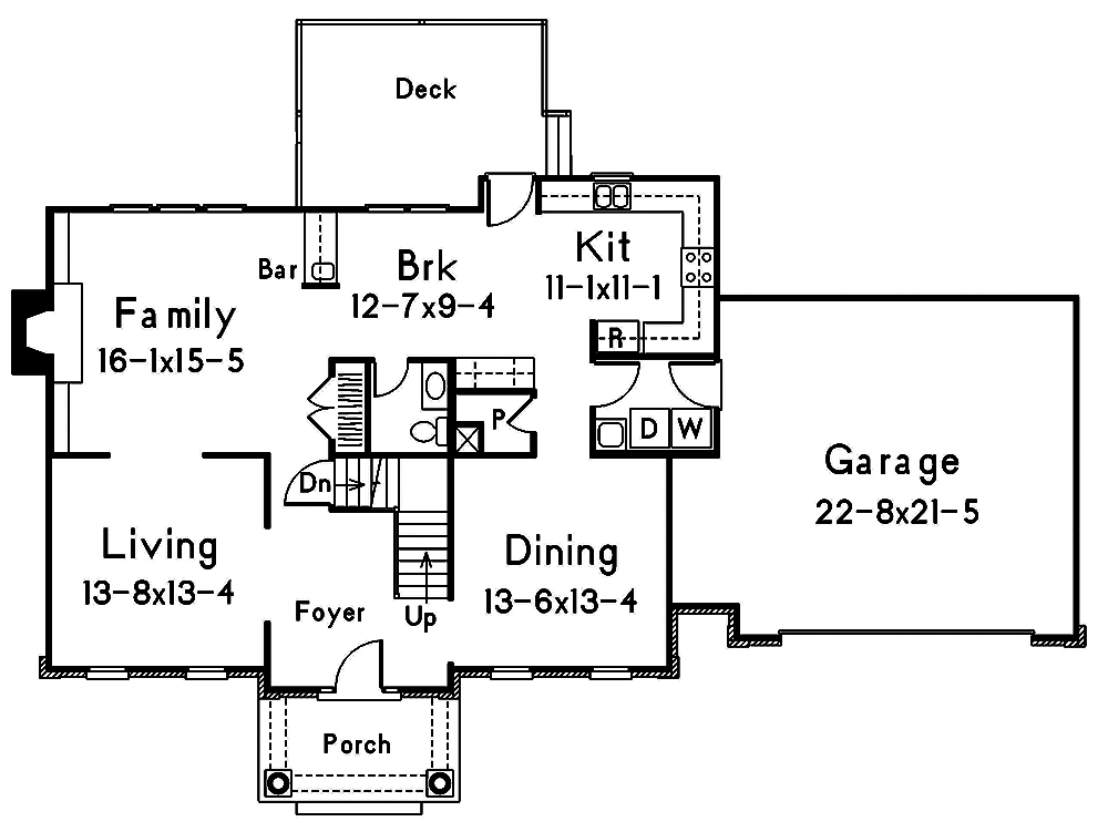 Floor Plan First Story of Traditional Plan #138-1369