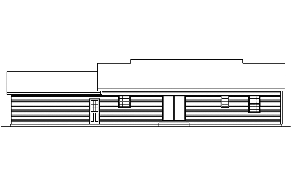 Home Plan Rear Elevation of this 3-Bedroom,1344 Sq Ft Plan -138-1372