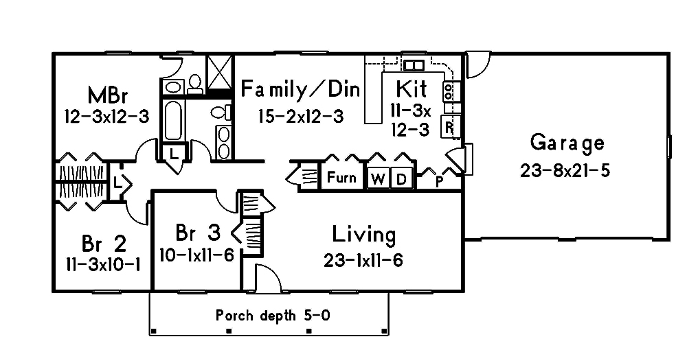 Floor Plan First Story of Ranch Plan #138-1372