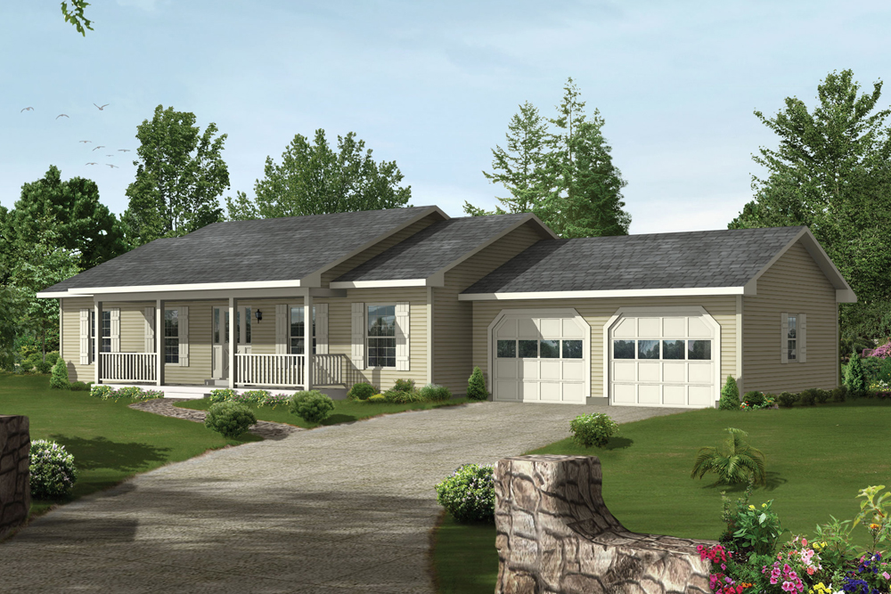 Front elevation of Ranch home (ThePlanCollection: House Plan #138-1372)