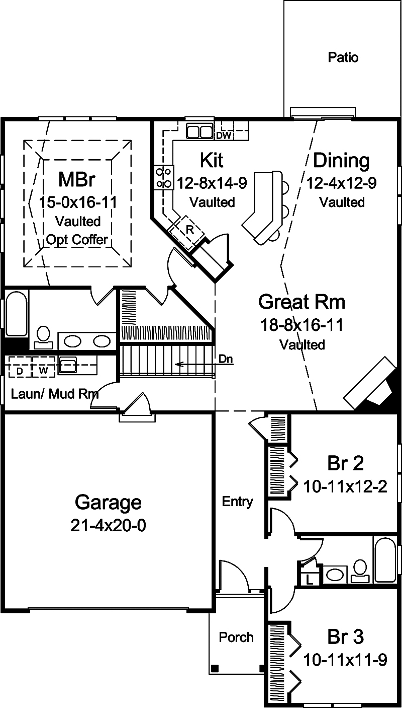 Floor Plan First Story of Country Plan #138-1398