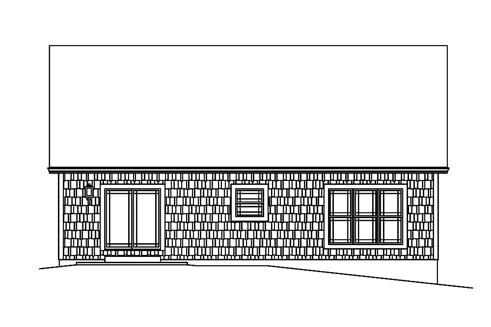 Home Plan Rear Elevation of this 3-Bedroom,1762 Sq Ft Plan -138-1398