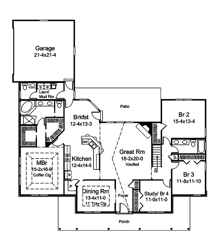Floor Plan First Story of Country Plan #138-1409