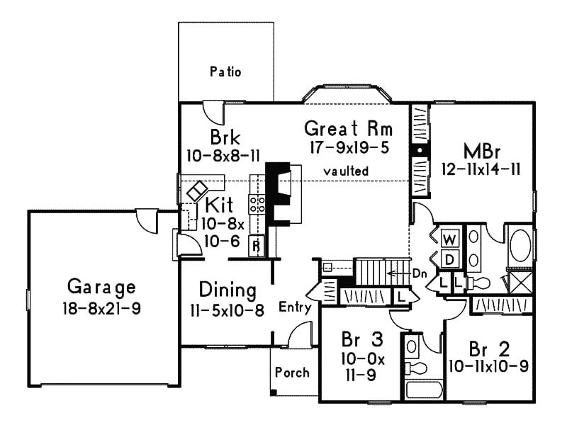 Main Level of Ranch Plan #138-1432