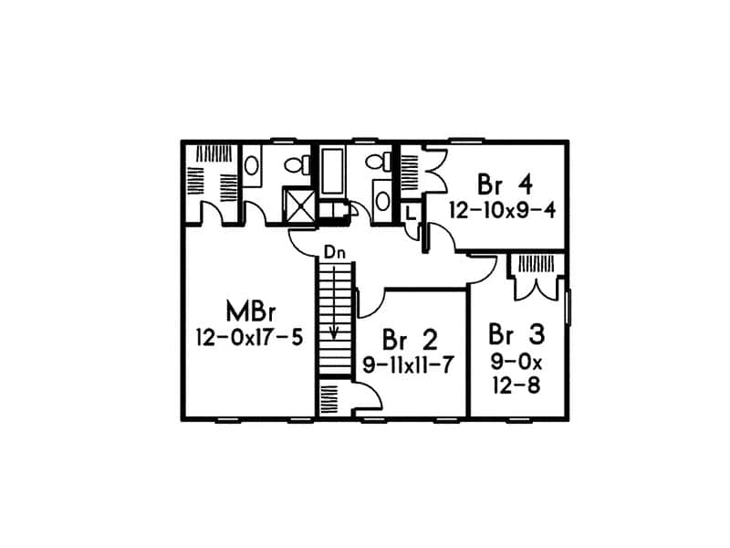 Upper Level of Traditional Plan #138-1433