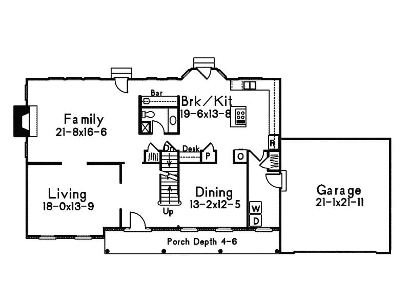 Main Level of Traditional Plan #138-1434