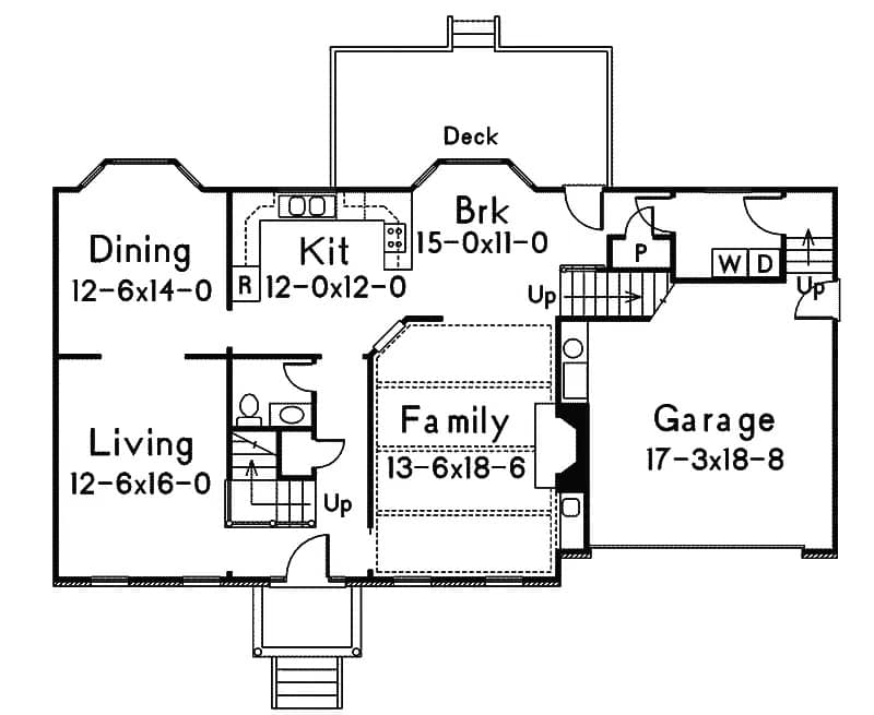 Main Level of Colonial Plan #138-1435