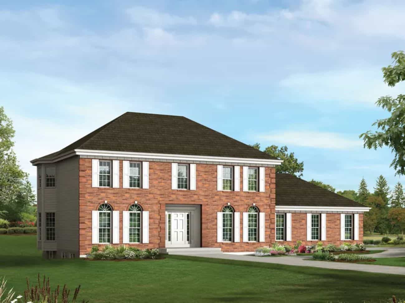 Front elevation of Georgian home (ThePlanCollection: House Plan #138-1436)