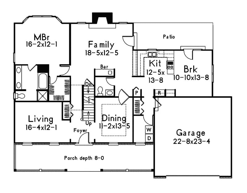 Main Level of Traditional Plan #138-1438