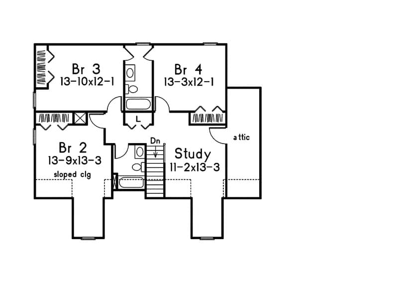 Upper Level of Traditional Plan #138-1438