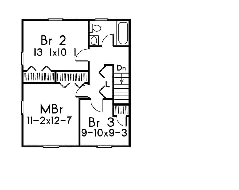 Upper Level of Farmhouse Plan #138-1439