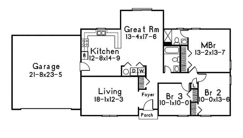 Main Level of Contemporary Plan #138-1440