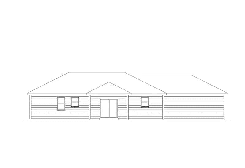 Home Plan Rear Elevation of this 3-Bedroom,1416 Sq Ft Plan -138-1440