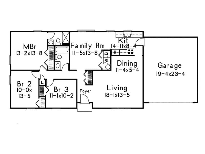 Main Level of Modern Farmhouse Plan #138-1441