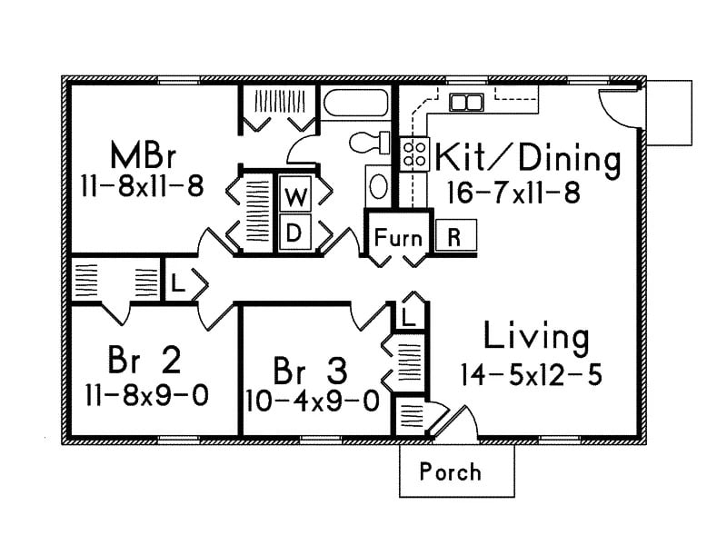 Main Level of Farmhouse Plan #138-1442