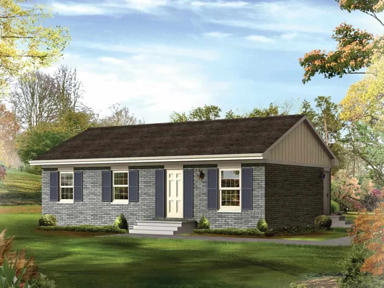 Front elevation of Farmhouse home (ThePlanCollection: House Plan #138-1442)