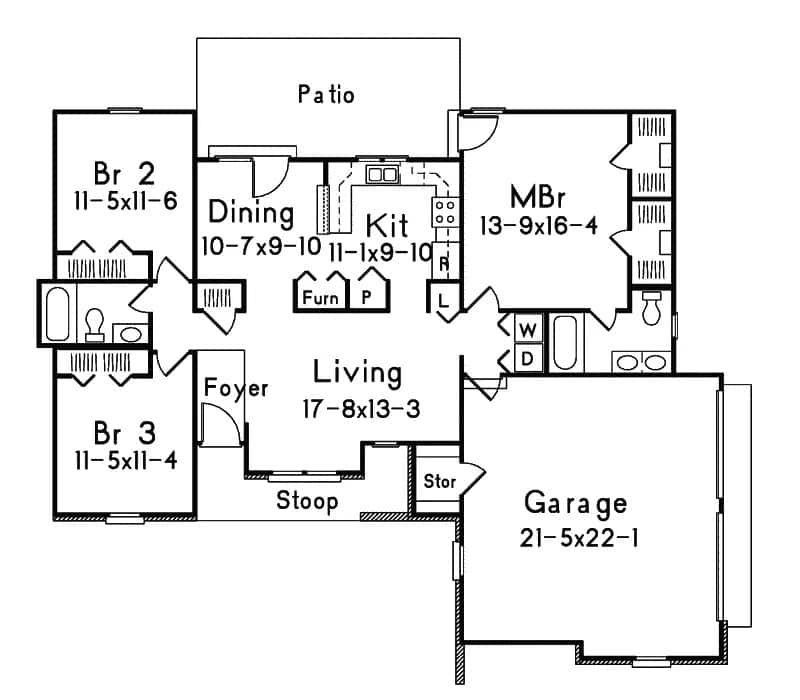 Main Level of Ranch Plan #138-1443