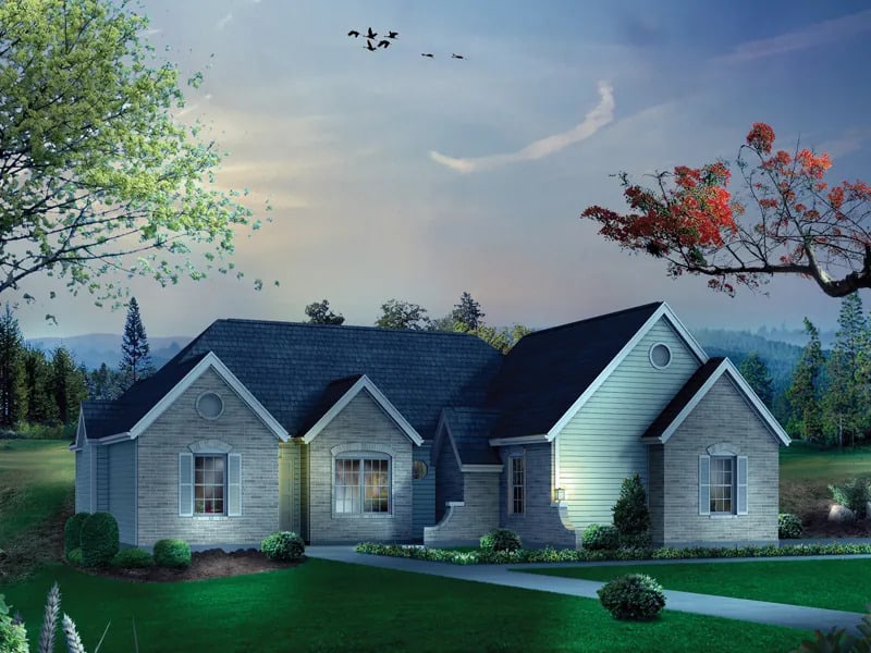 Home at Night of this 3-Bedroom,1375 Sq Ft Plan -138-1443
