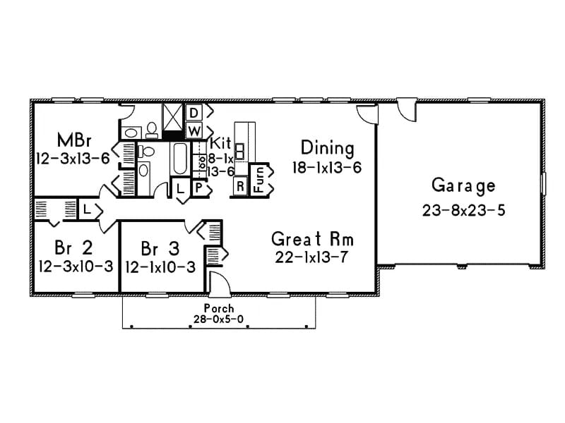 Main Level of Rustic Plan #138-1445