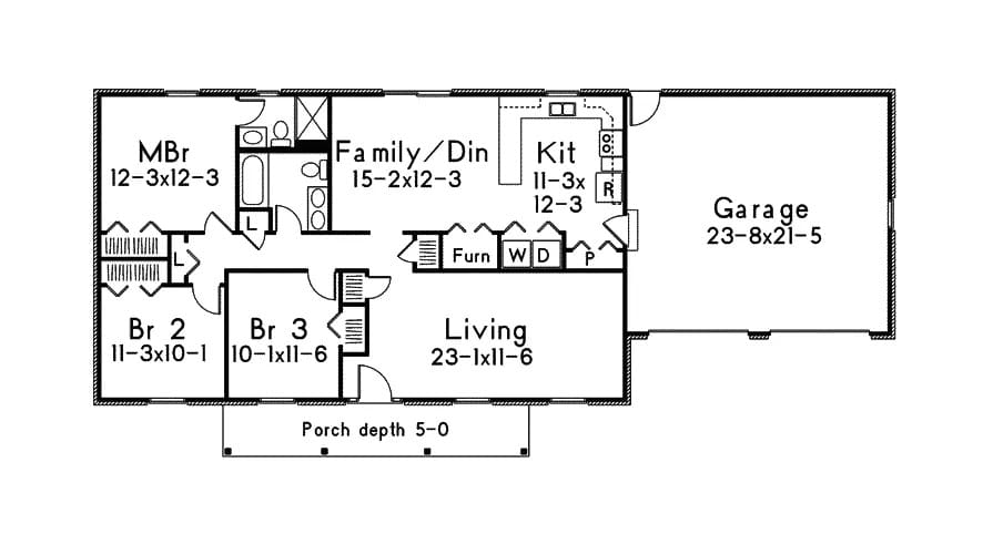 Main Level of Rustic Plan #138-1448