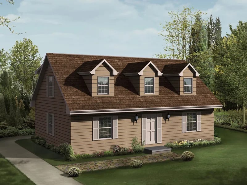 Front elevation of Cape Cod home (ThePlanCollection: House Plan #138-1449)