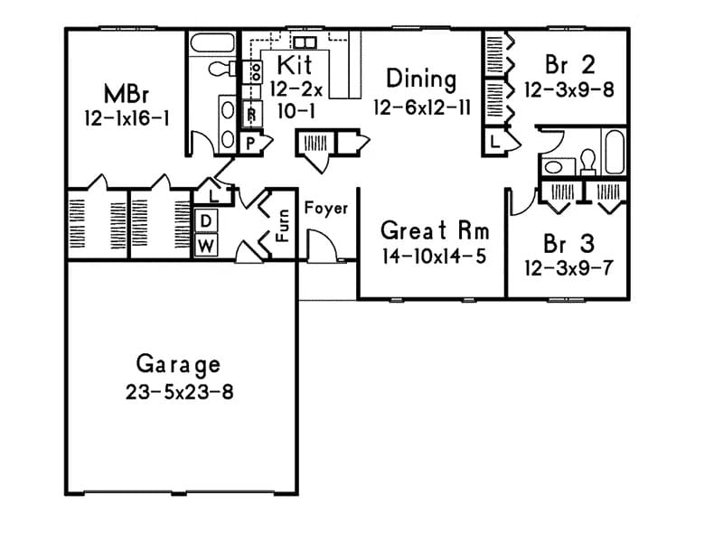 Main Level of Modern Farmhouse Plan #138-1451
