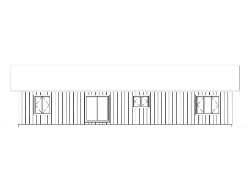 Home Plan Rear Elevation of this 3-Bedroom,1504 Sq Ft Plan -138-1451