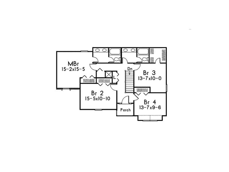 Upper Level of Modern Farmhouse Plan #138-1455