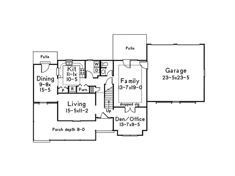 Main Level of Modern Farmhouse Plan #138-1455