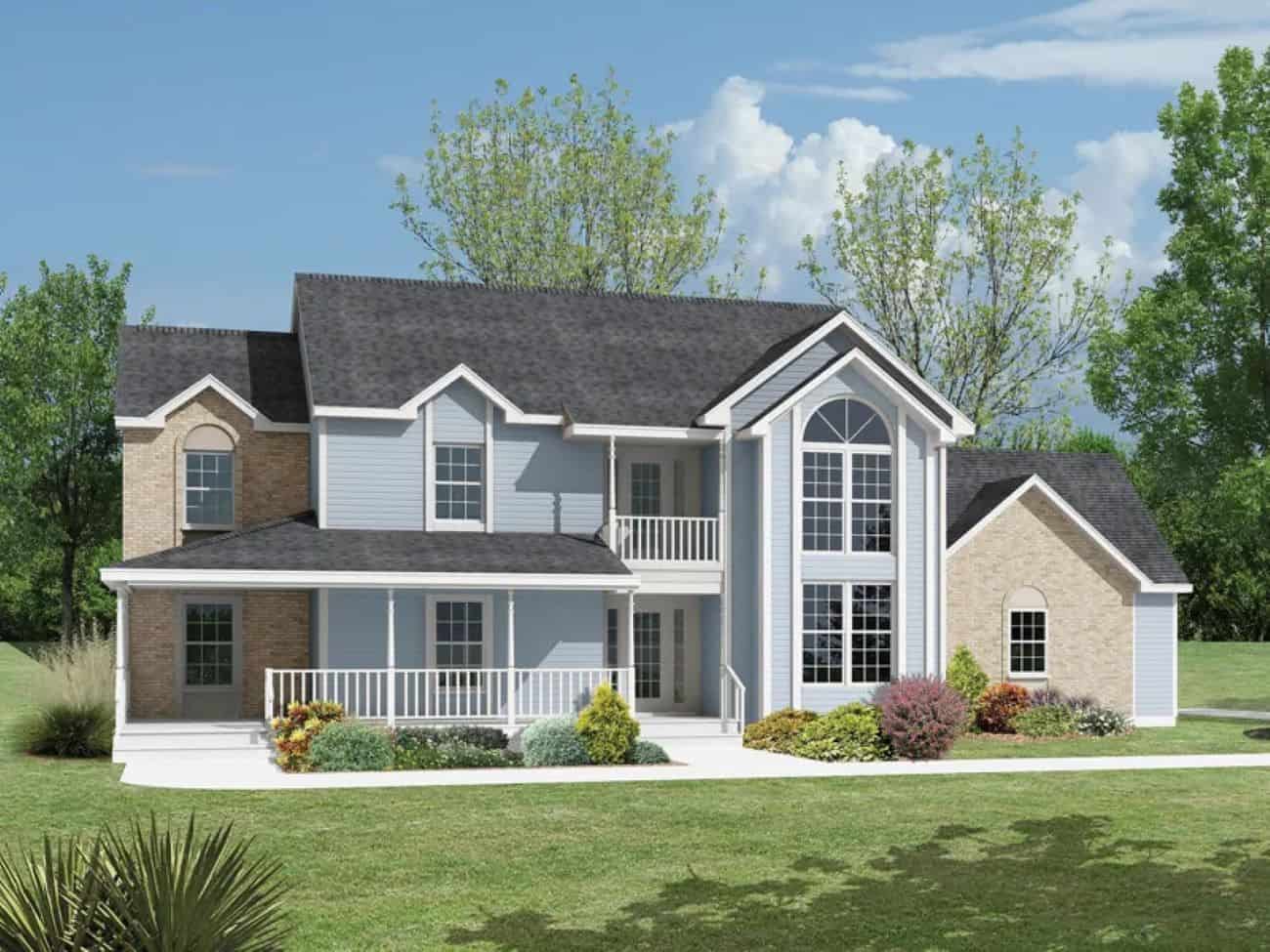 Front elevation of Modern Farmhouse home (ThePlanCollection: House Plan #138-1455)
