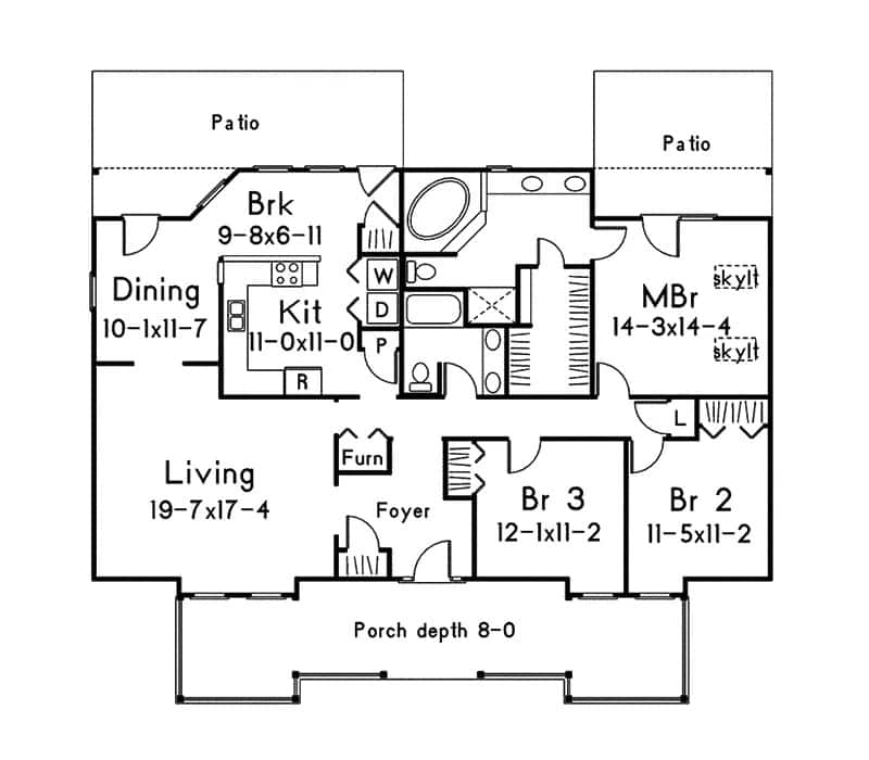Main Level of Modern Farmhouse Plan #138-1457
