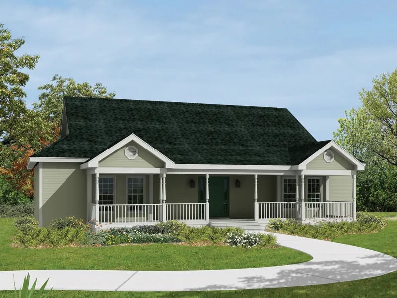 Front elevation of Modern Farmhouse home (ThePlanCollection: House Plan #138-1457)