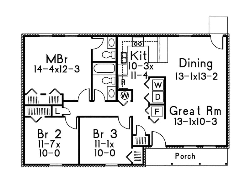 Main Level of Farmhouse Plan #138-1458