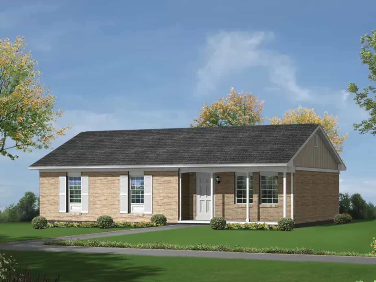 Front elevation of Farmhouse home (ThePlanCollection: House Plan #138-1458)