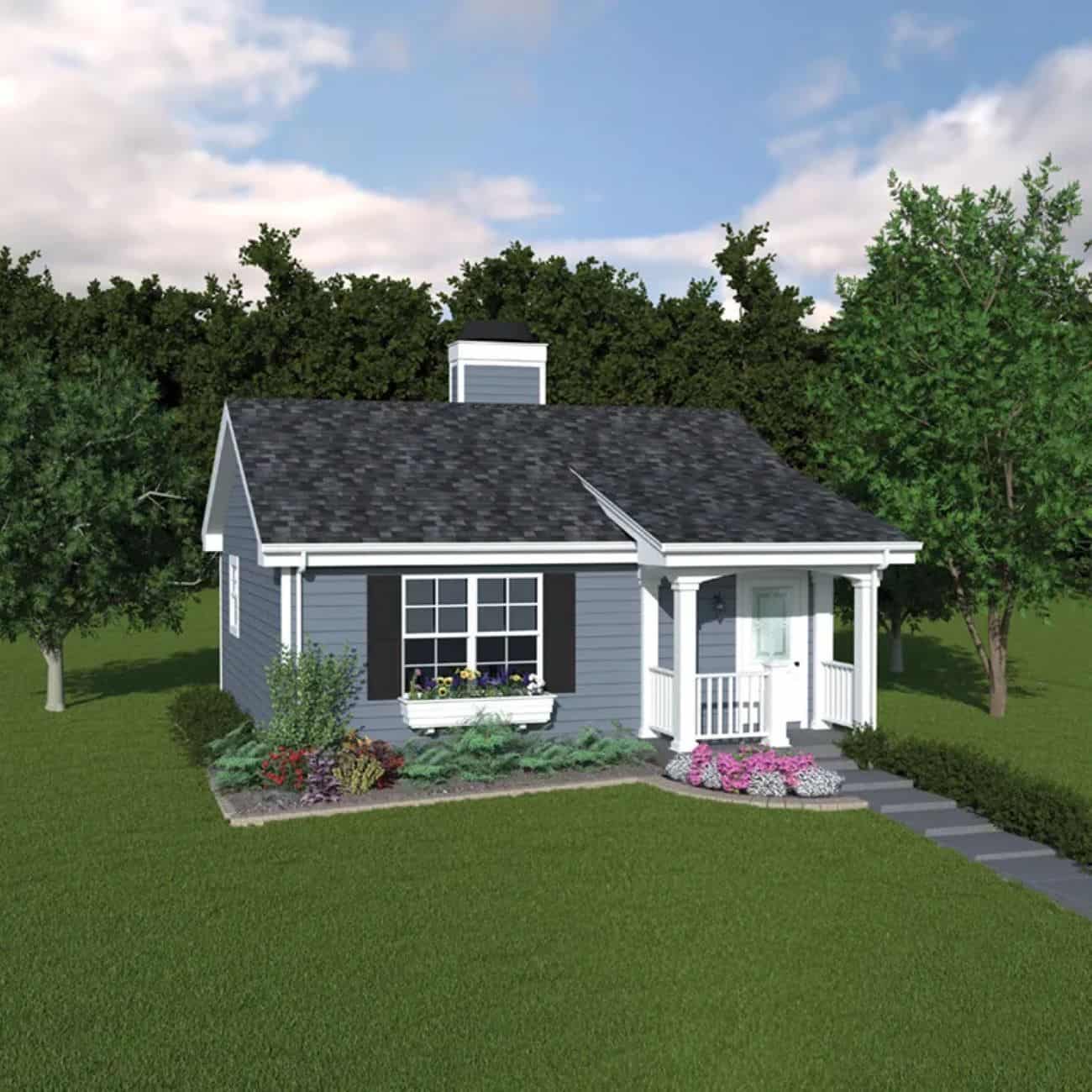 Front elevation of Ranch home (ThePlanCollection: House Plan #138-1461)