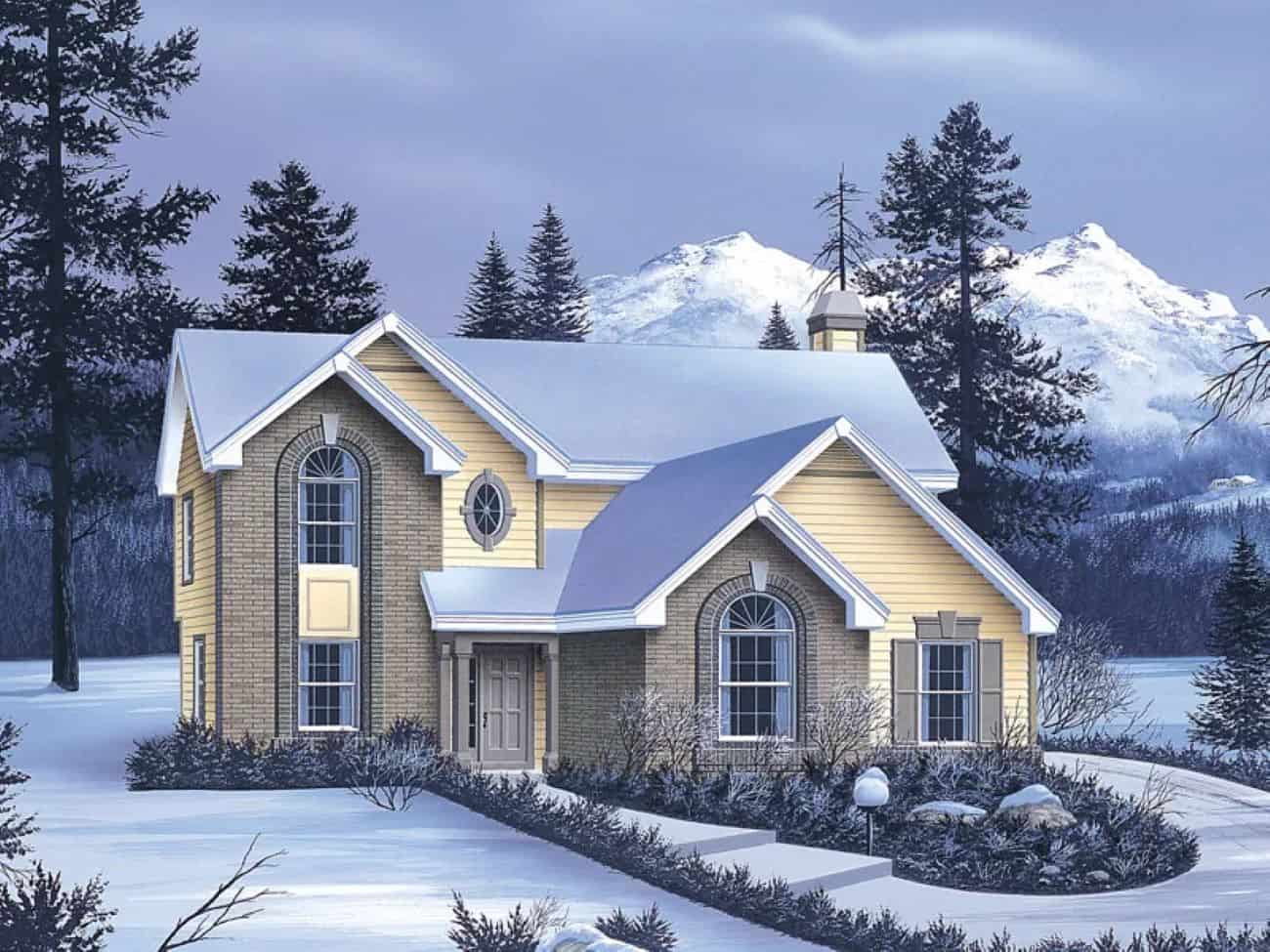 Front elevation of Tuscan home (ThePlanCollection: House Plan #138-1462)