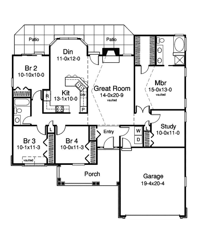 Main Level of Rustic Plan #138-1463