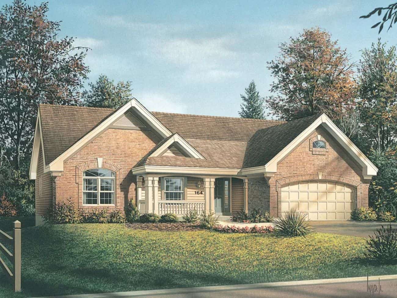 Front elevation of Rustic home (ThePlanCollection: House Plan #138-1463)