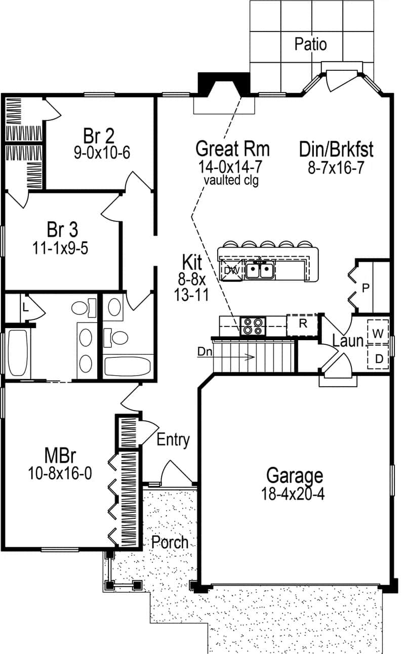 Main Level of Rustic Plan #138-1465