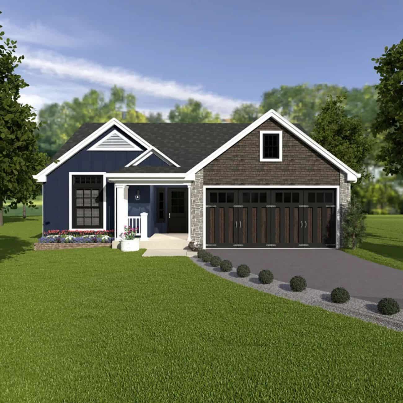 Front elevation of Rustic home (ThePlanCollection: House Plan #138-1465)